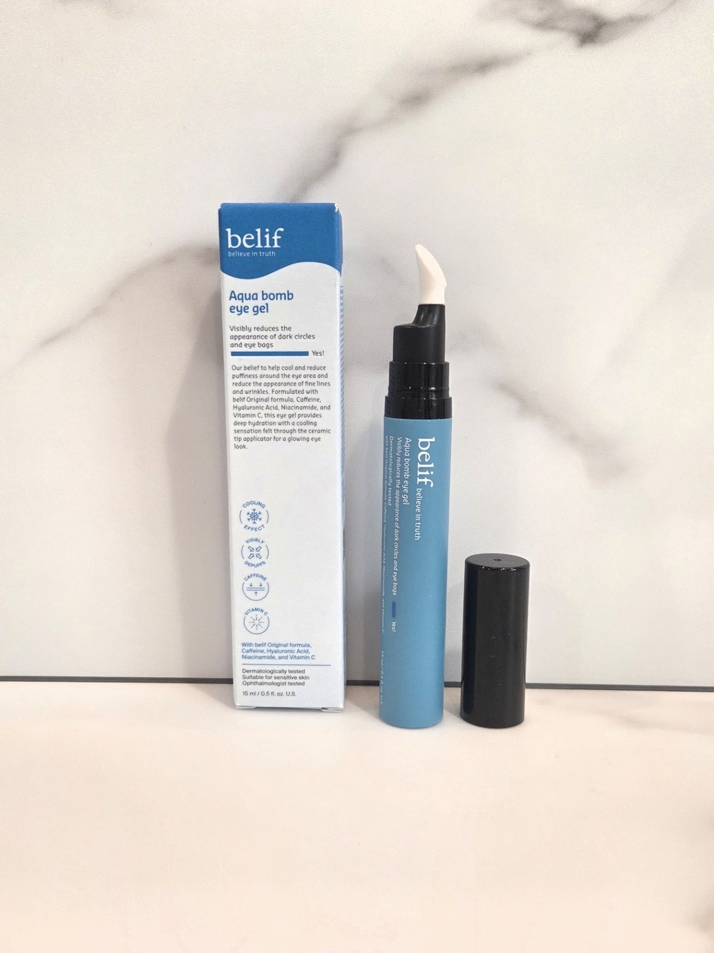 Belif Aqua Bomb Depuffing Eye Gel With Caffeine & Hyaluronic Acid NIB Retail $32